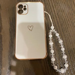 White Phone Case with Gold Trim